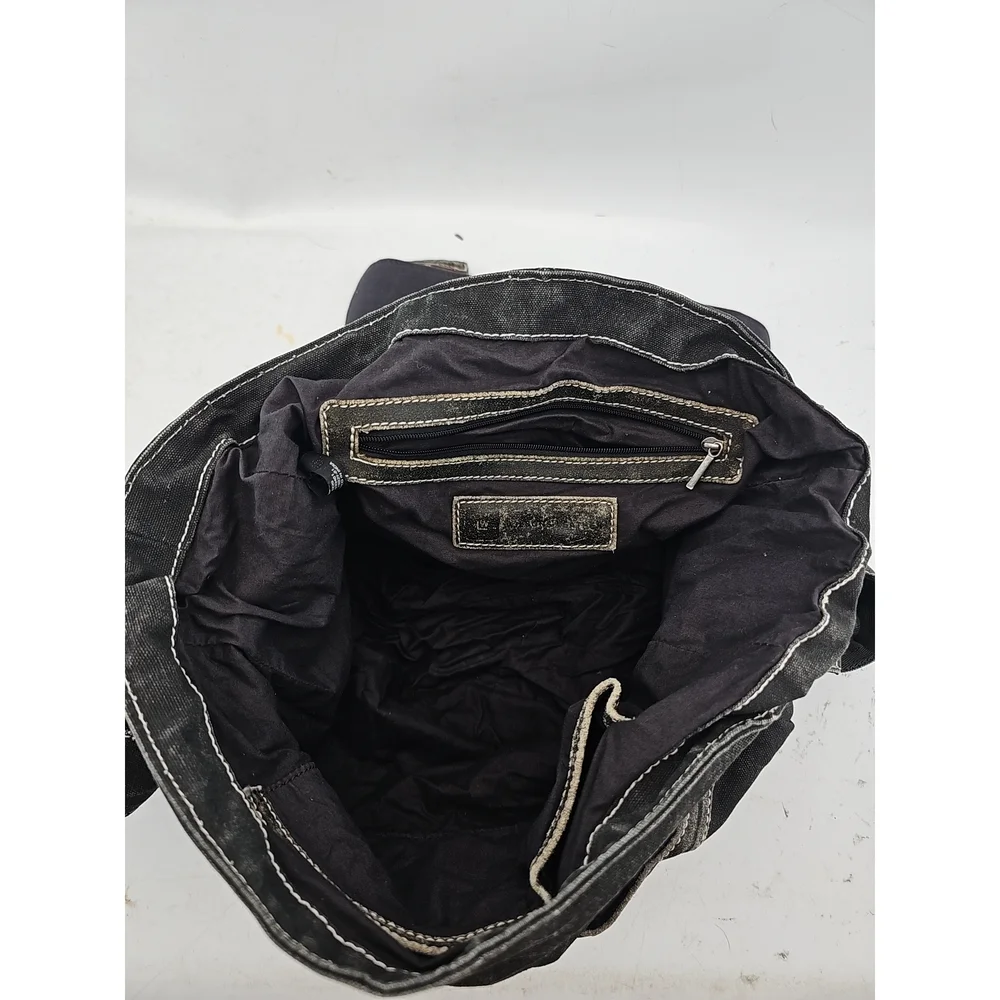 Distressed Grey Canvas Messenger Bag